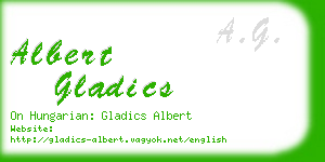 albert gladics business card